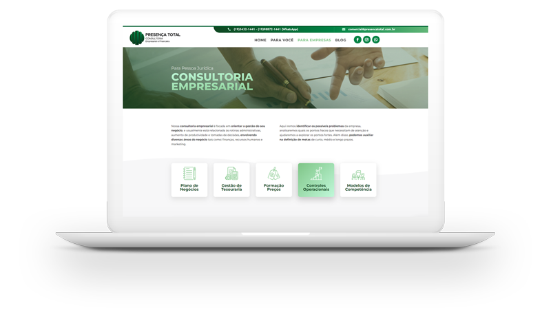 Reformulação de Website Consultoria Financeira Presença Total