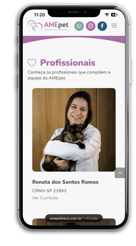 Criação de Site Clínica Veterinária AMEpet Mobile