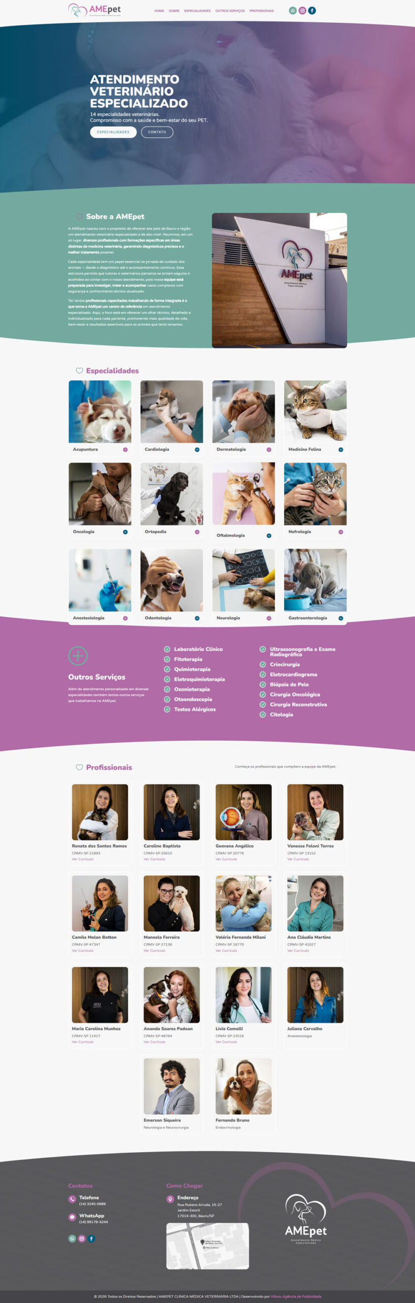 Site Clínica Veterinária AMEpet Bauru